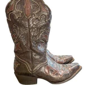 "J.B.DILLON" Goat Leather Cowgirl Boots SZ 8.5 Women's‎ Mexico Western Rodeo